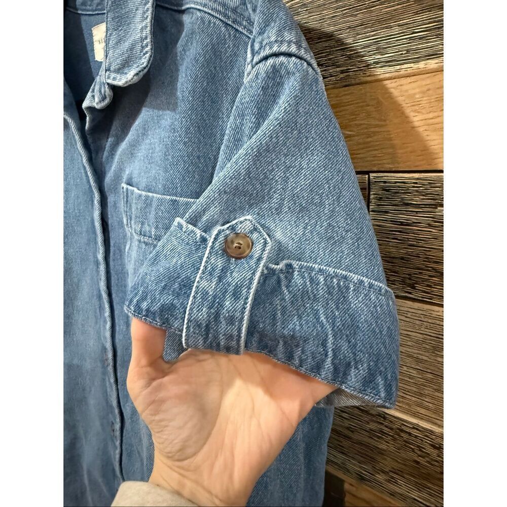 Sézane Denim Mini Short-Sleeve cotton Ana Shirt Dress oversized size 34 - Picture 7 of 9